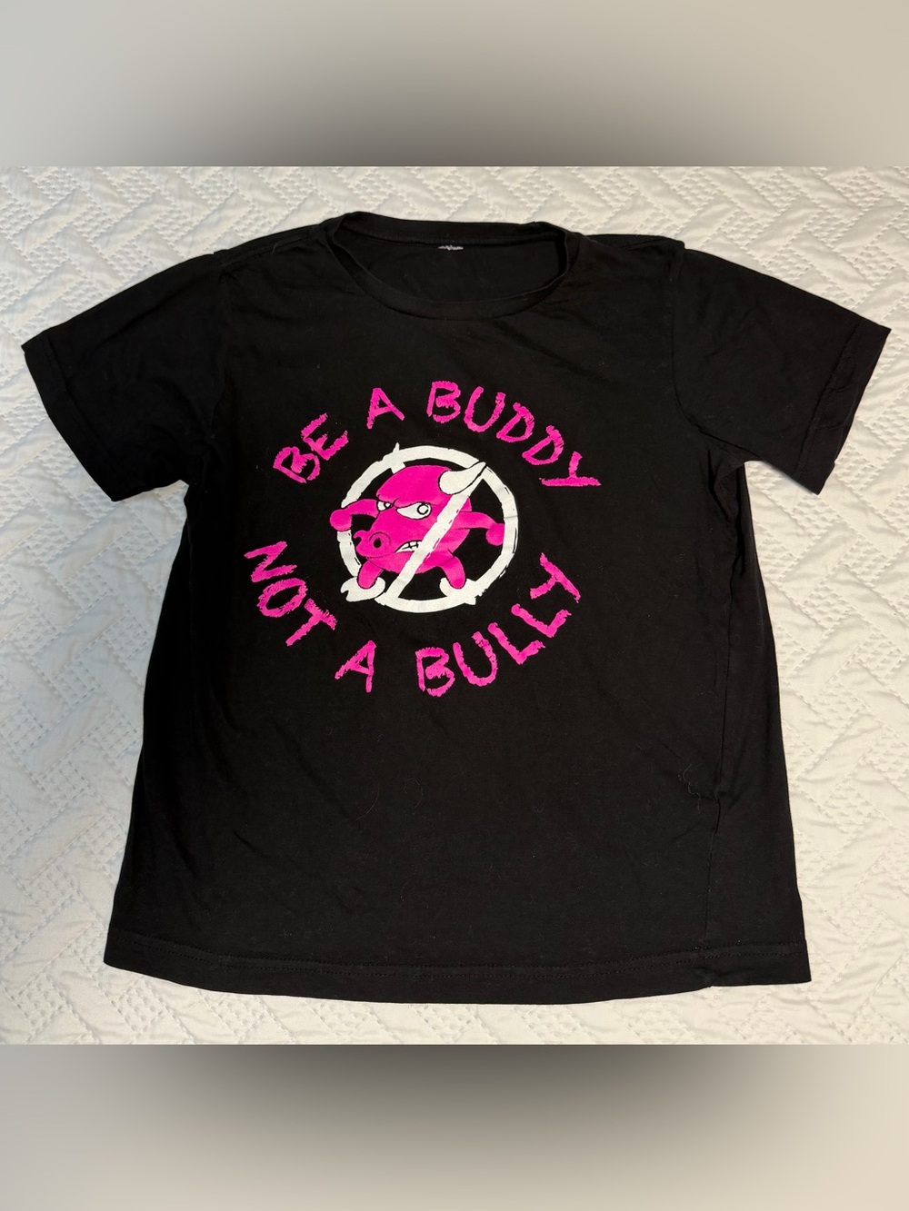 PINK shirt day t-Shirt, be A buddy not A bully, youth large (14)